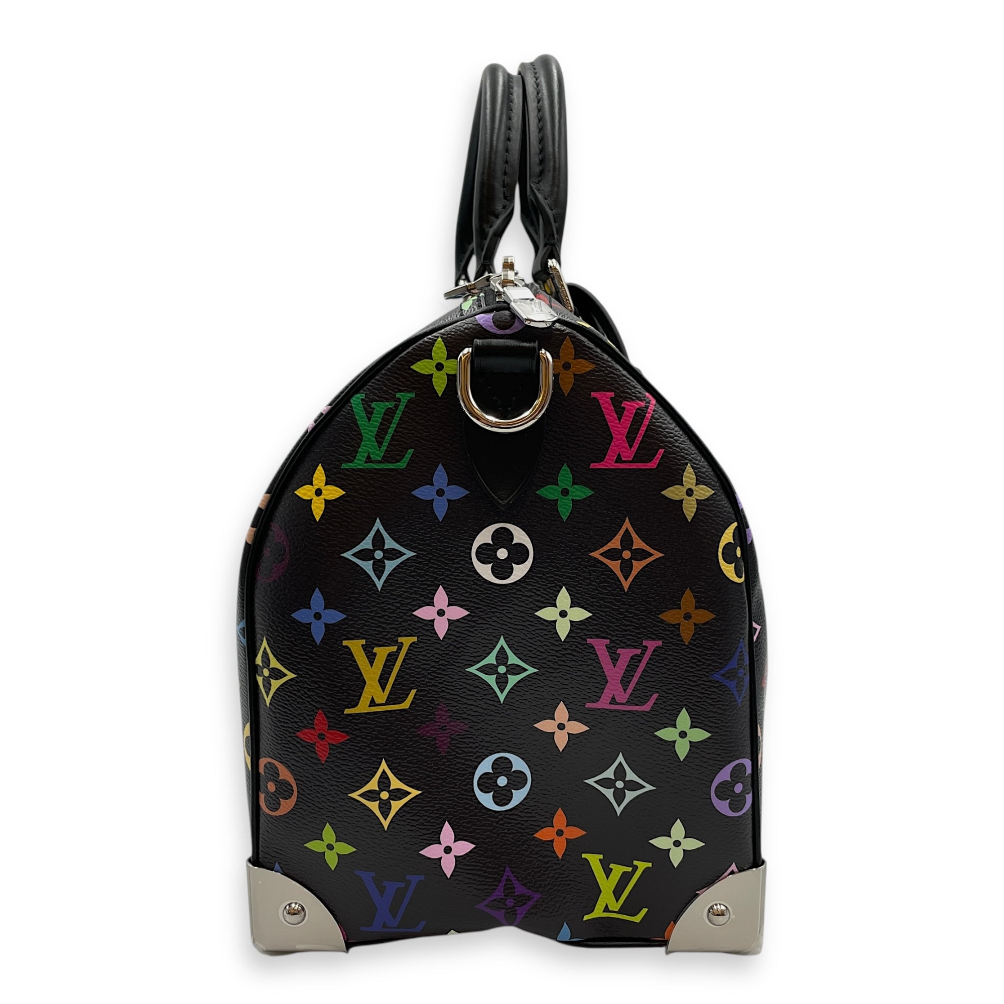 LV x TM Speedy 30cm Black Shoulder Bag in Canvas, Silver hardware