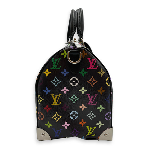 LV x TM Speedy 30cm Black Shoulder Bag in Canvas, Silver hardware