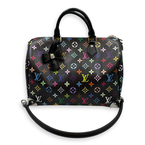 LV x TM Speedy 30cm Black Shoulder Bag in Canvas, Silver hardware