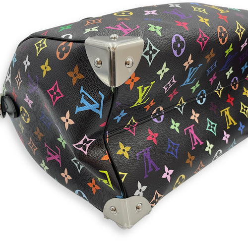 LV x TM Speedy 30cm Black Shoulder Bag in Canvas, Silver hardware