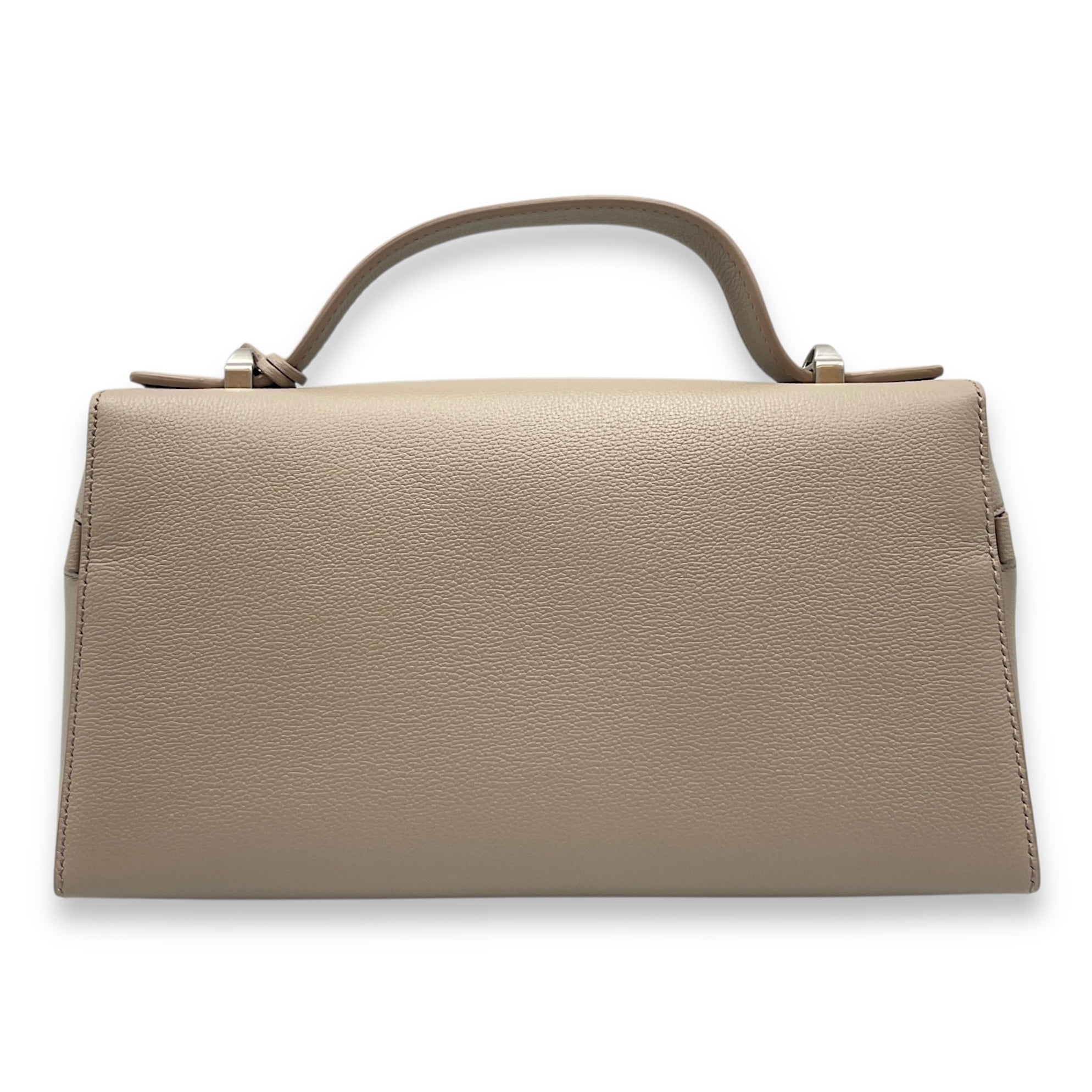 Extra Pocket 23 Grey Top Handle Bag in Calfskin, Silver hardware