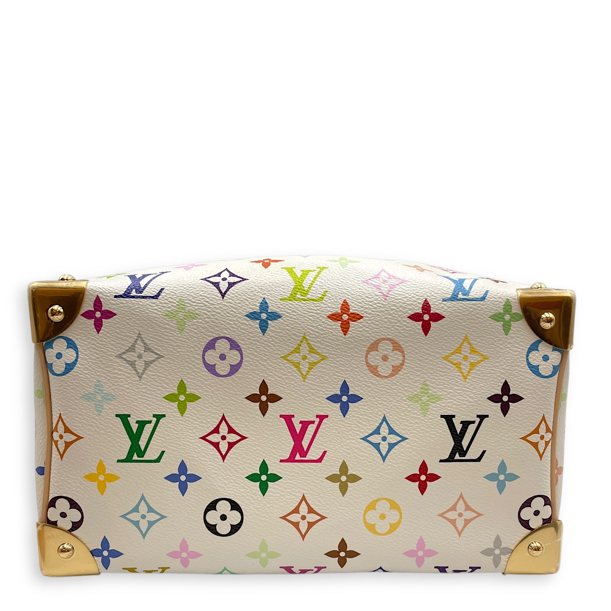 LV x TM Speedy 25cm White Shoulder Bag in Canvas, Gold hardware