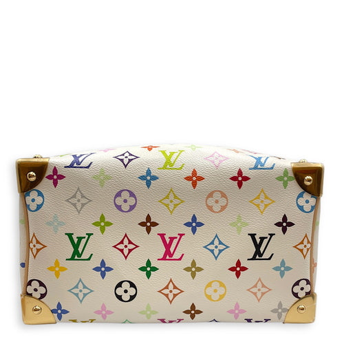 LV x TM Speedy 25cm White Shoulder Bag in Canvas, Gold hardware