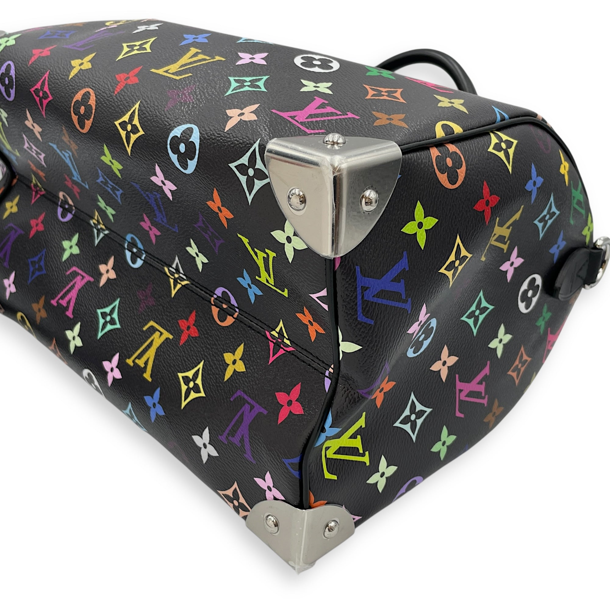LV x TM Speedy 30cm Black Shoulder Bag in Canvas, Silver hardware