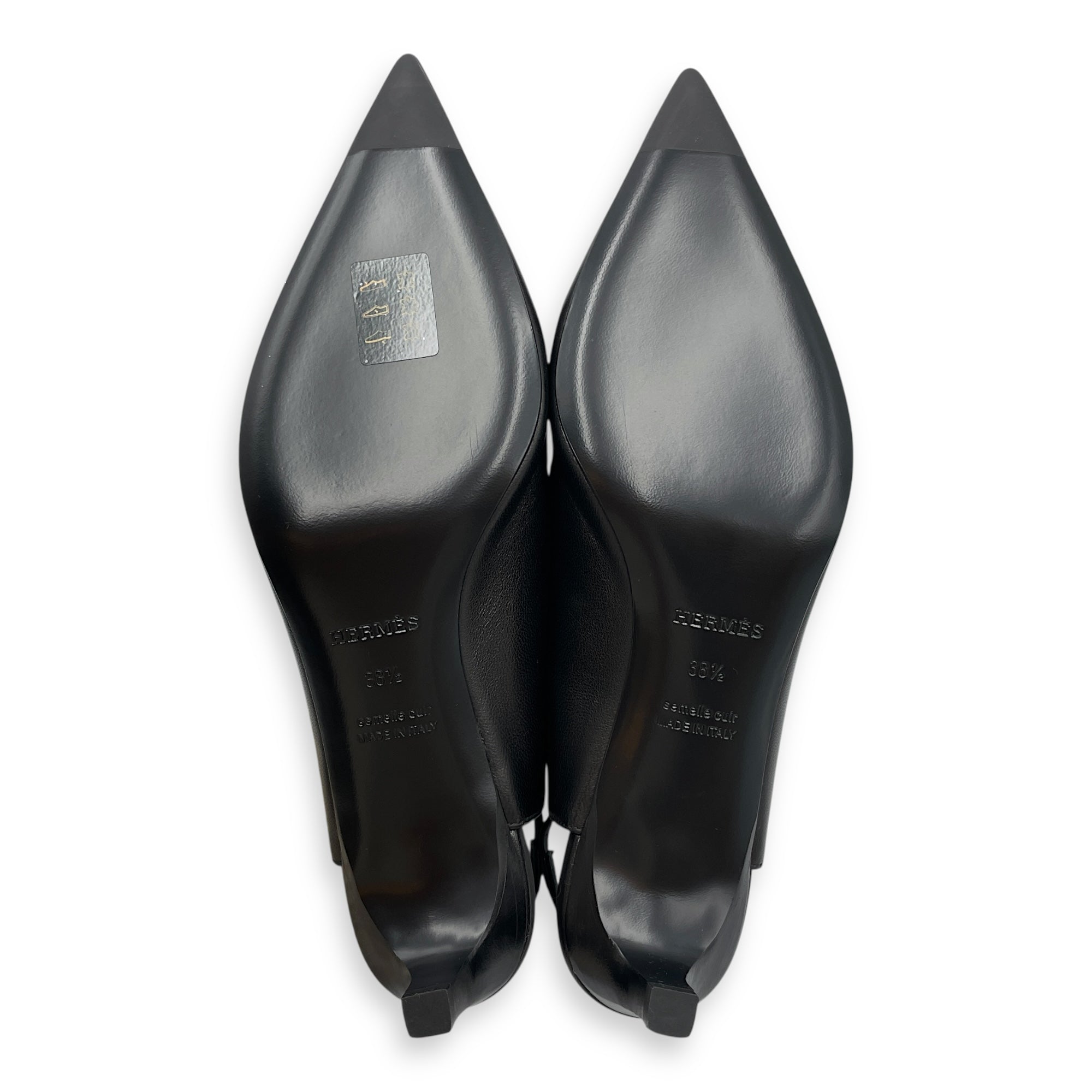 Lovely 38.5 Black Slingbacks in Nappa Leather, Palladium hardware