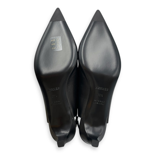 Lovely 38.5 Black Slingbacks in Nappa Leather, Palladium hardware