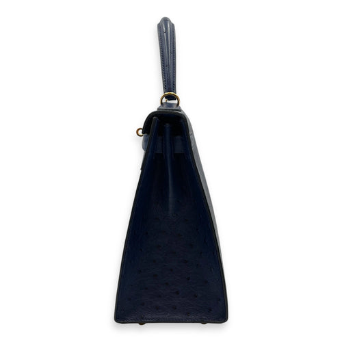 HSS Sellier Kelly 28 Iris/Jaune Ambre in Ostrich Gold hardware CL2508-15149 4