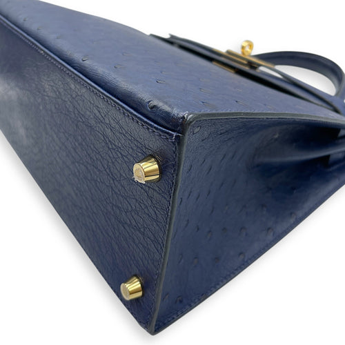 HSS Sellier Kelly 28 Iris/Jaune Ambre in Ostrich Gold hardware CL2508-15149 8
