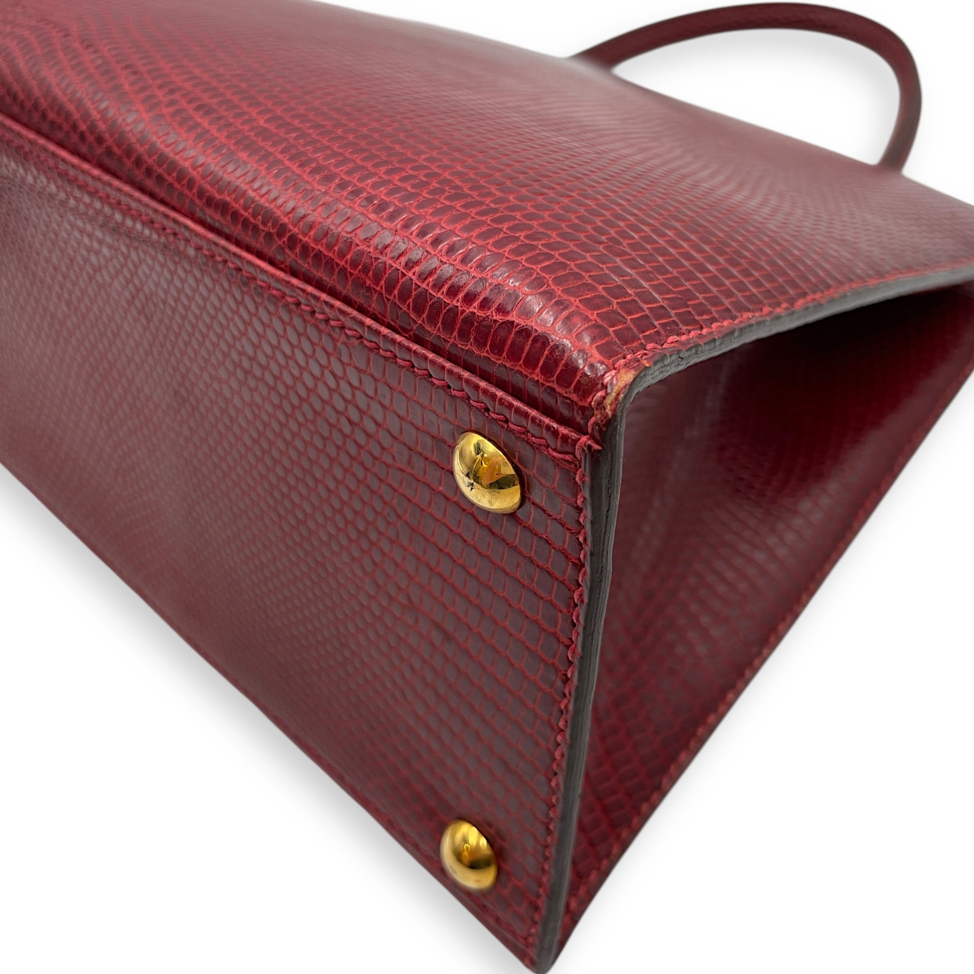 Dalvy 25 Rouge in Lizard Varanus Niloticus, Gold hardware