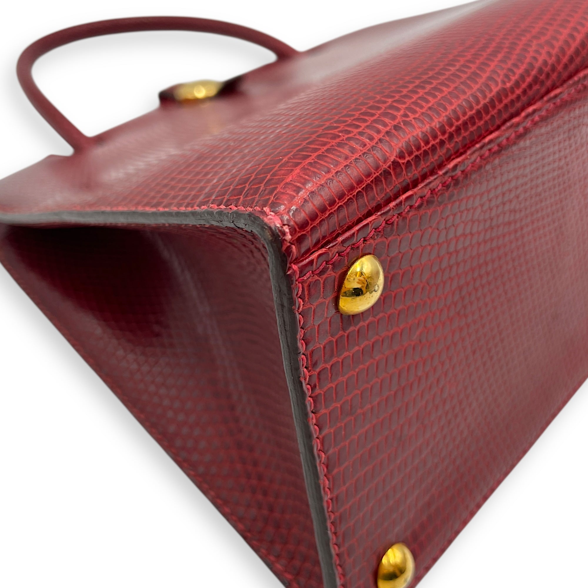 Dalvy 25 Rouge in Lizard Varanus Niloticus, Gold hardware