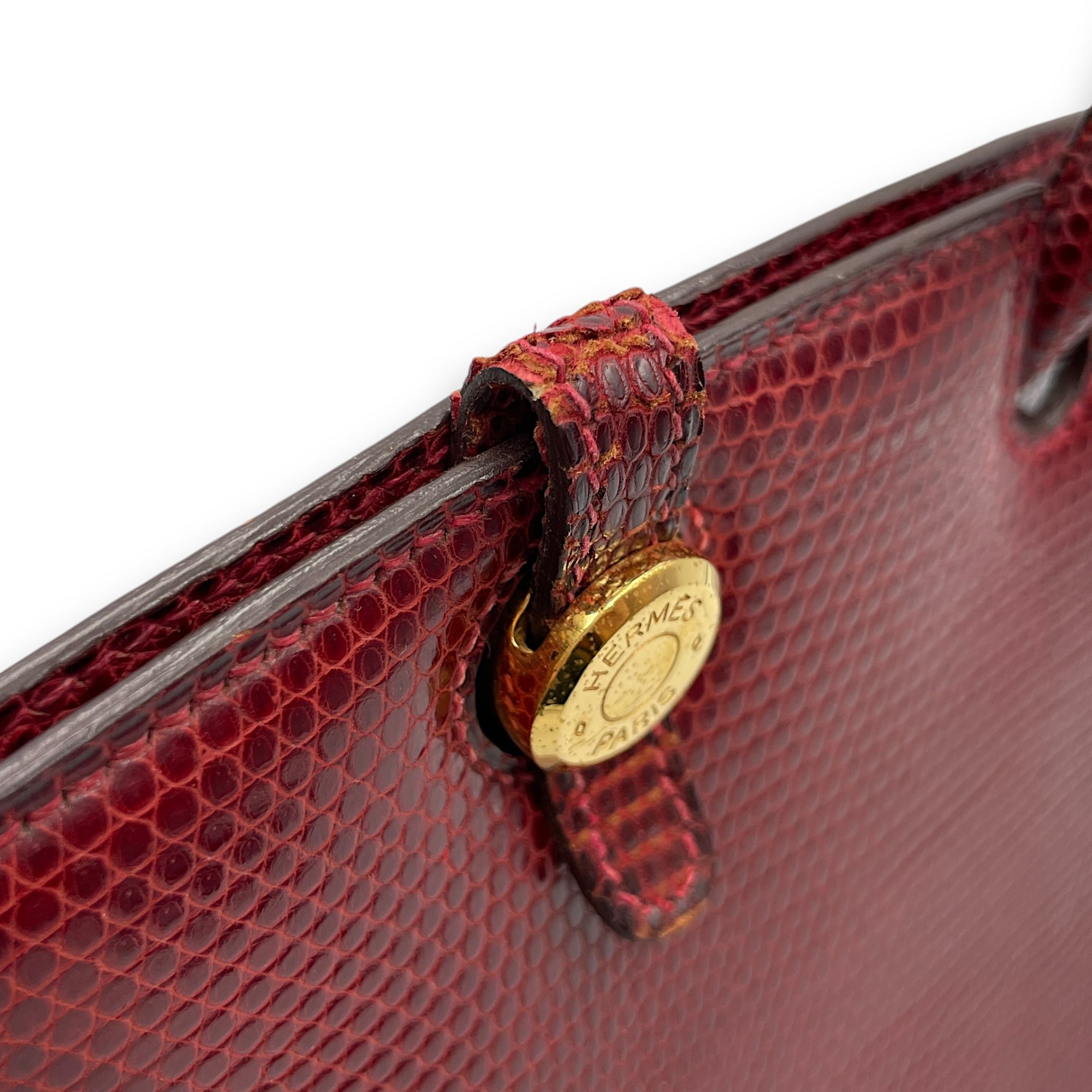 Dalvy 25 Rouge in Lizard Varanus Niloticus, Gold hardware