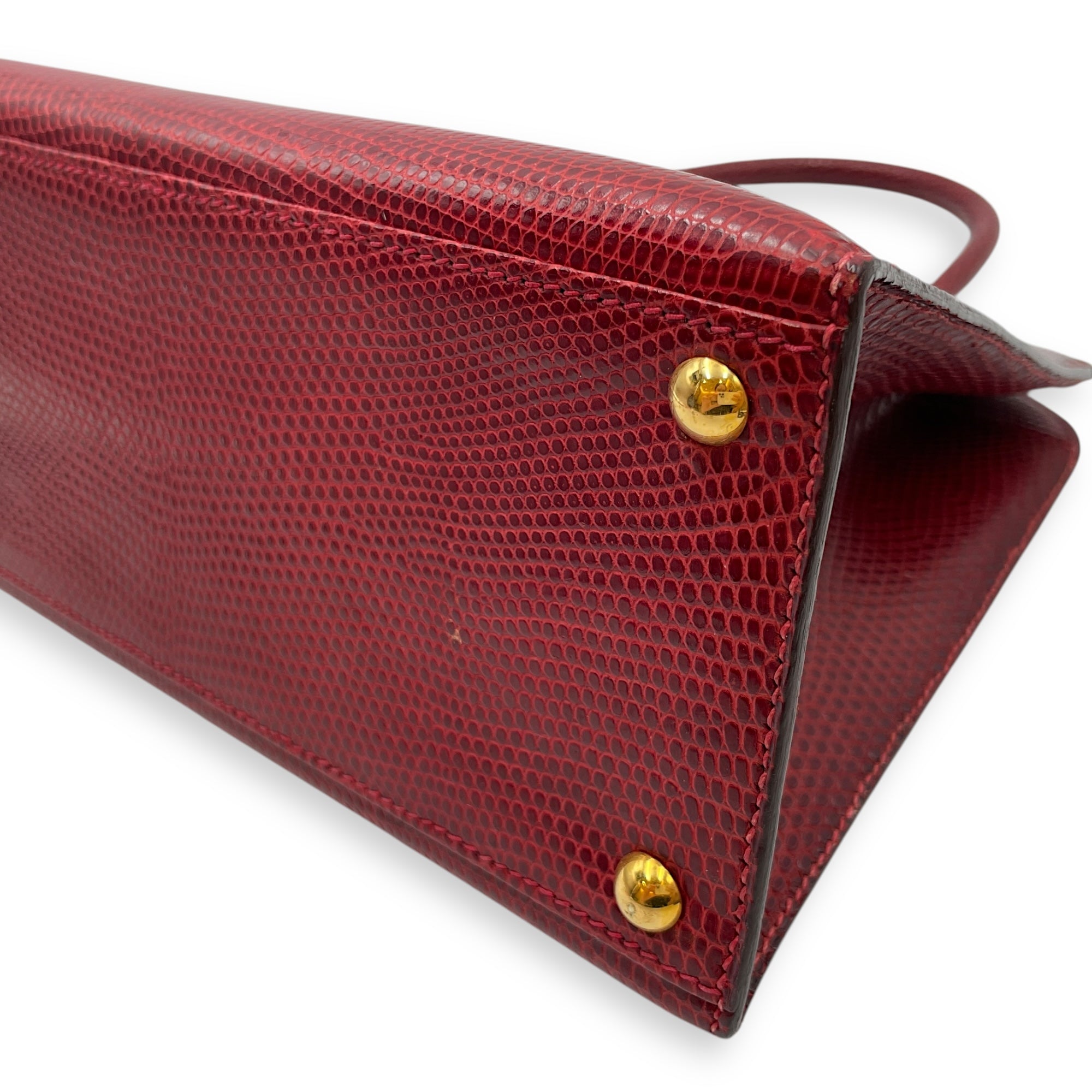 Dalvy 25 Rouge in Lizard Varanus Niloticus, Gold hardware