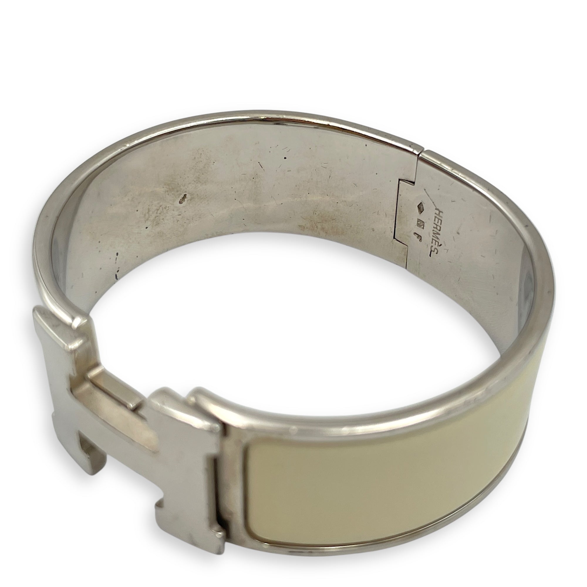 Clic H MM White Bracelet, Palladium hardware