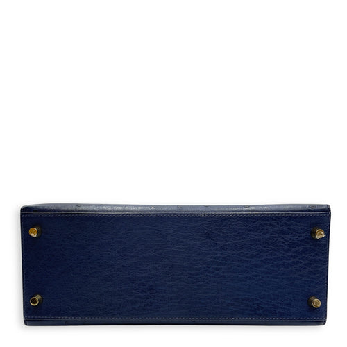 HSS Sellier Kelly 28 Iris/Jaune Ambre in Ostrich Gold hardware CL2508-15149 5