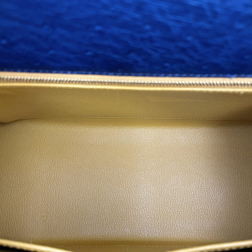 HSS Sellier Kelly 28 Iris/Jaune Ambre in Ostrich Gold hardware CL2508-15149 6