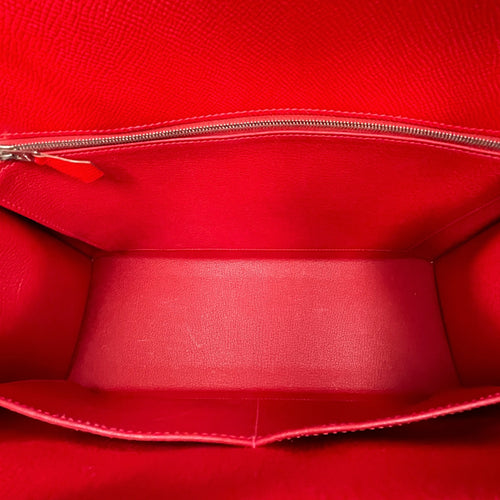 Flag Sellier Kelly 35 Rouge Casaque/Blanc in Epsom, Palladium hardware