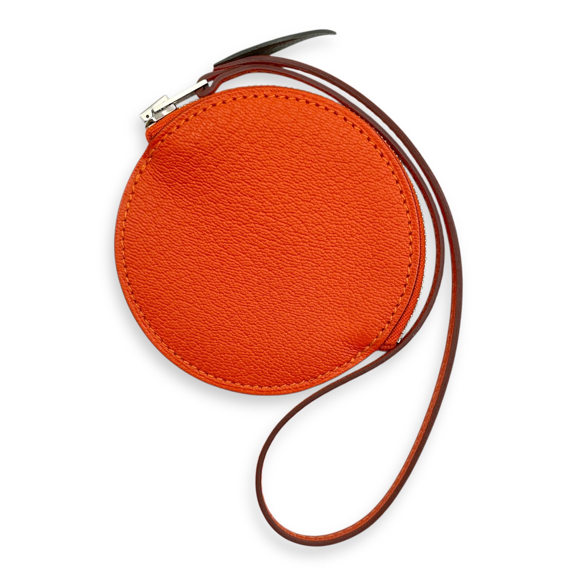 Tutti Frutti Orange Coin Purse/Charm in Chevre Mysore, Palladium hardware