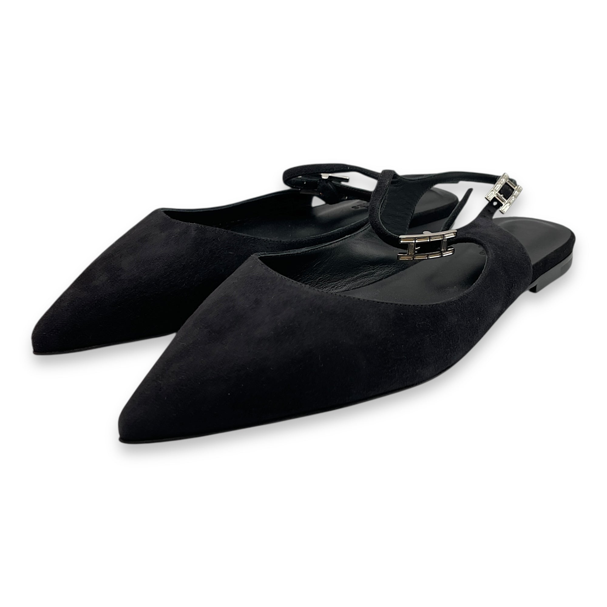 Edie 39 Black Ballet Flats in Suede Leather