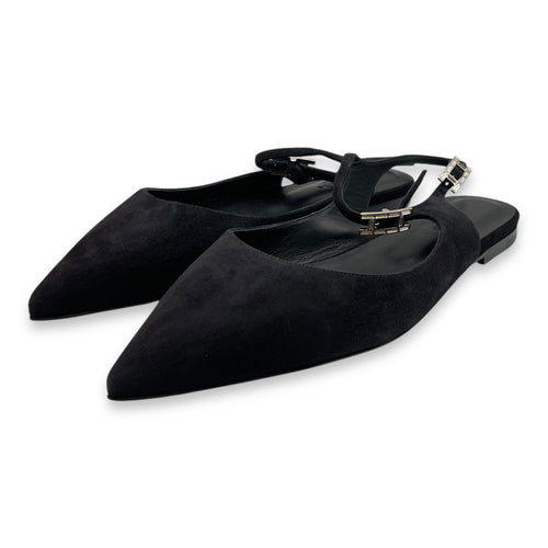 Edie 39 Black Ballet Flats in Suede Leather