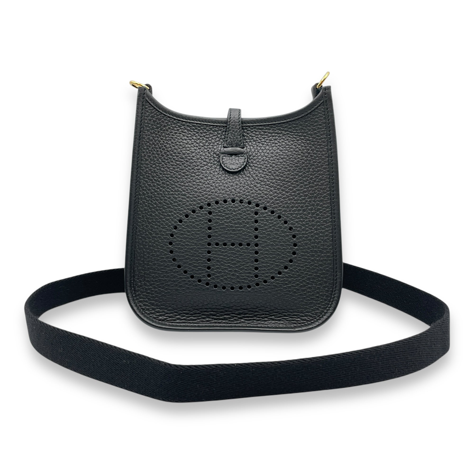Evelyne Mini Black in Clemence, Gold hardware