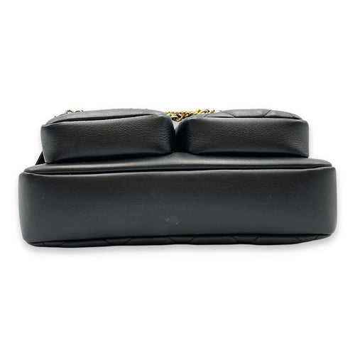 22C Black Camera Bag in Calfskin, Gold hardware
