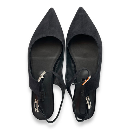 Edie Ballet Flat. Sz: 39 Black Flats in Suede Leather
