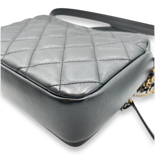 22C Black Camera Bag in Calfskin, Gold hardware