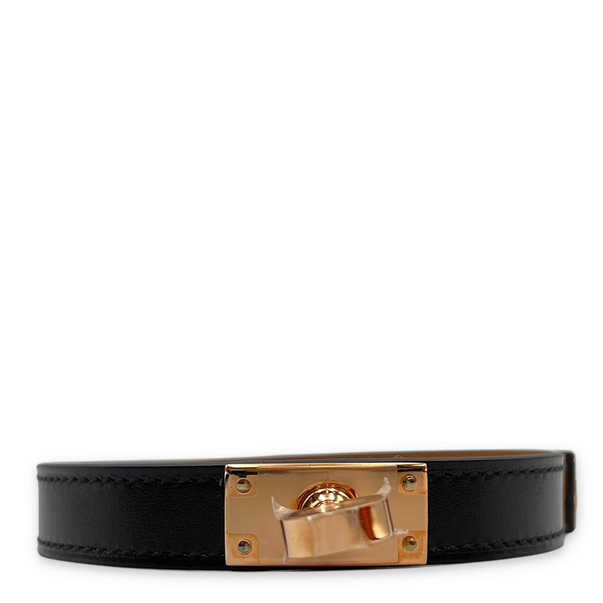 Kelly Double Tour T3 Black Bracelet in Box, Gold hardware