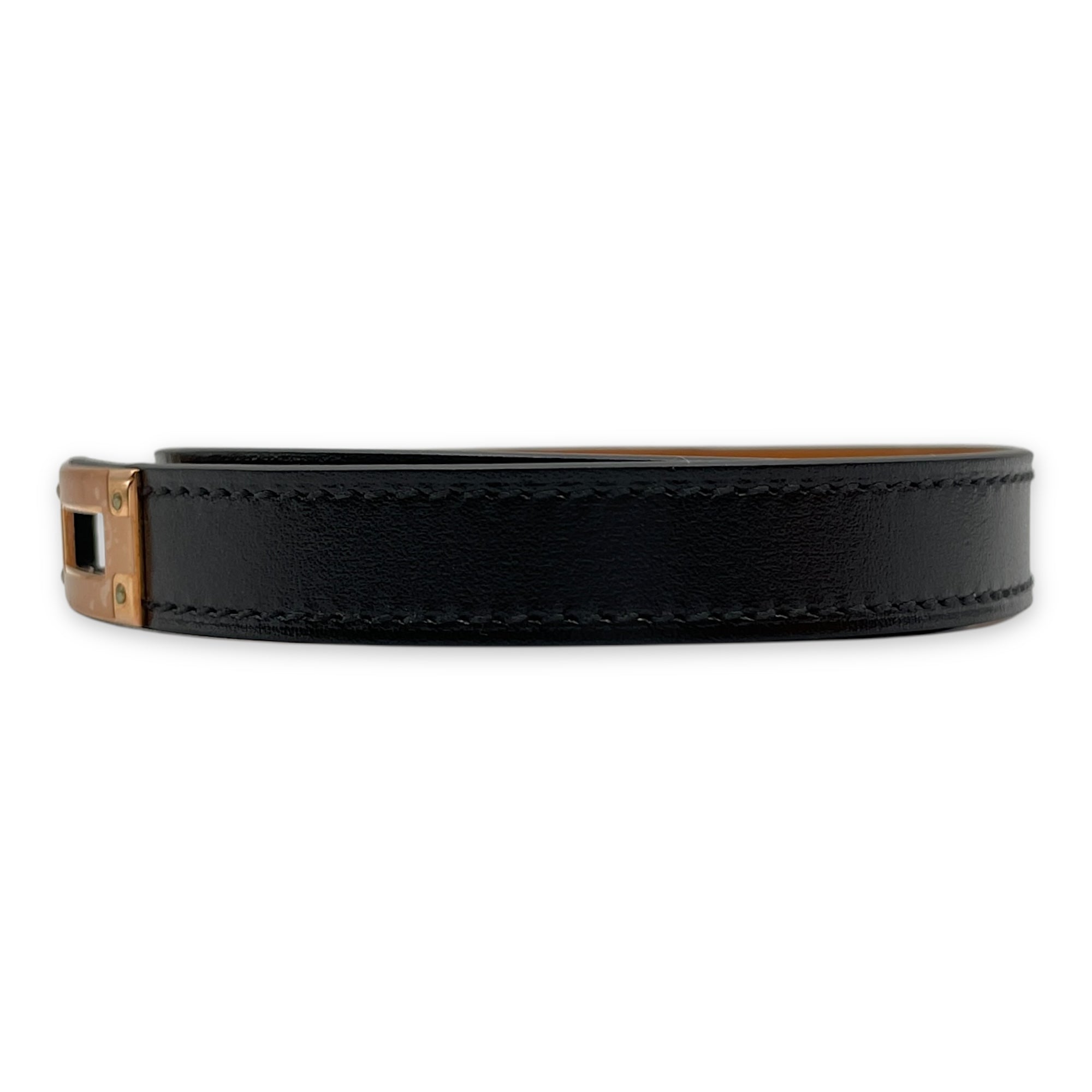 Kelly Double Tour T3 Black Bracelet in Box, Gold hardware