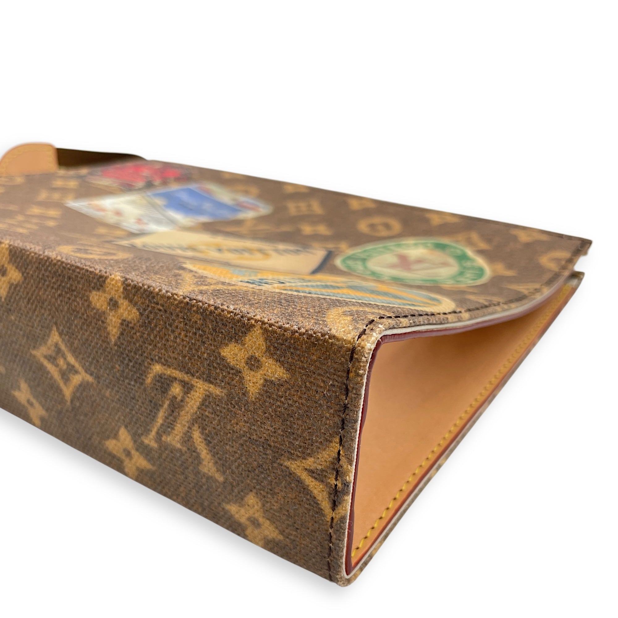 Flight Mode Toiletries Brown Pouch in Coated Canvas, Gold hardware