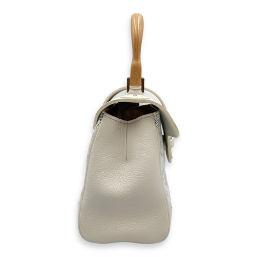 Saigon Souple Mini White Crossbody Bag in Coated Canvas, Palladium hardware