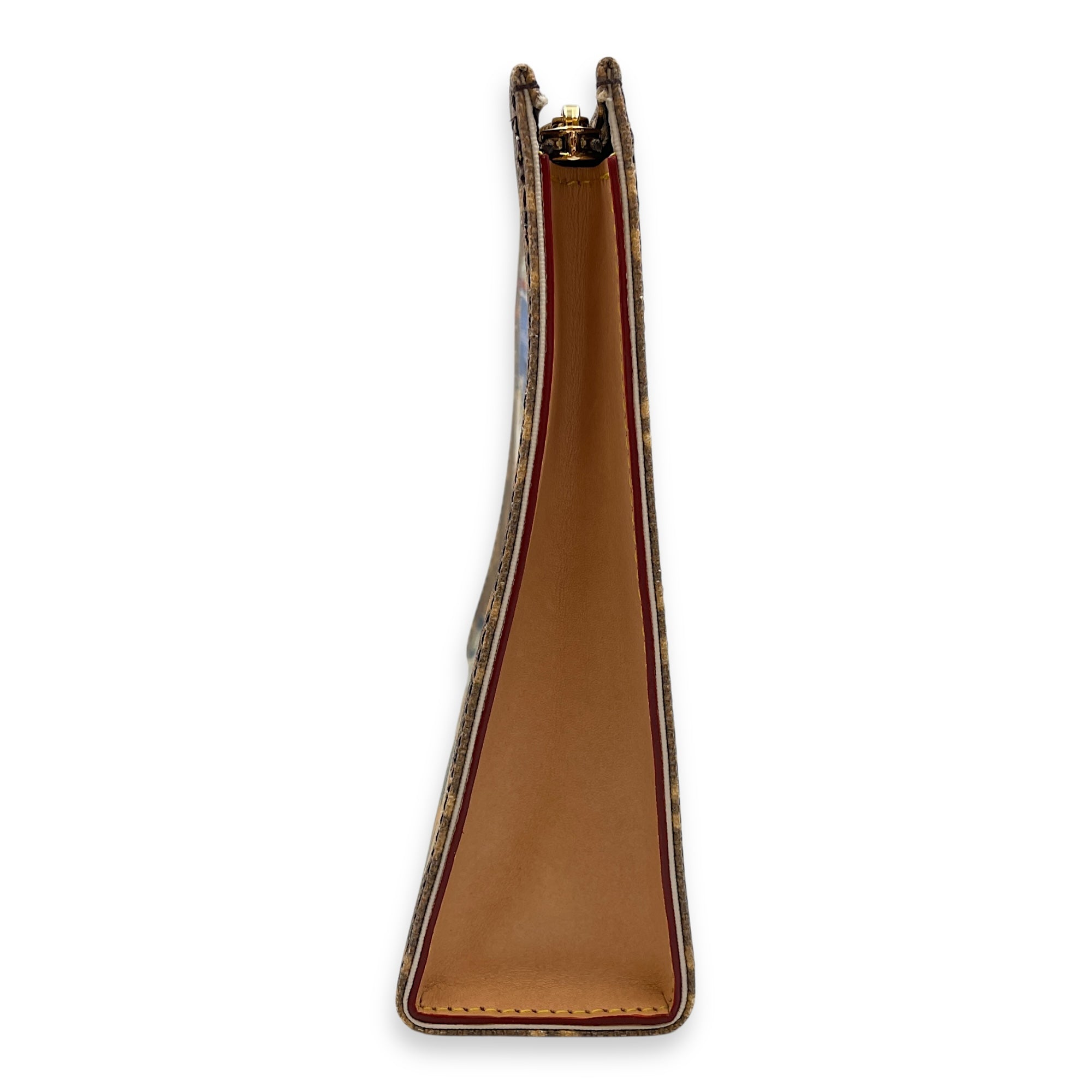 Flight Mode Toiletries Brown Pouch in Coated Canvas, Gold hardware