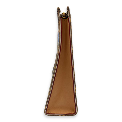 Flight Mode Toiletries Brown Pouch in Coated Canvas, Gold hardware