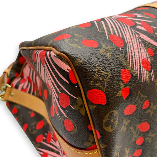 Jungle Camouflage Keepall Bandouliere 50 Multi-colour Duffle Bag in Coated Canvas, Gold hardware