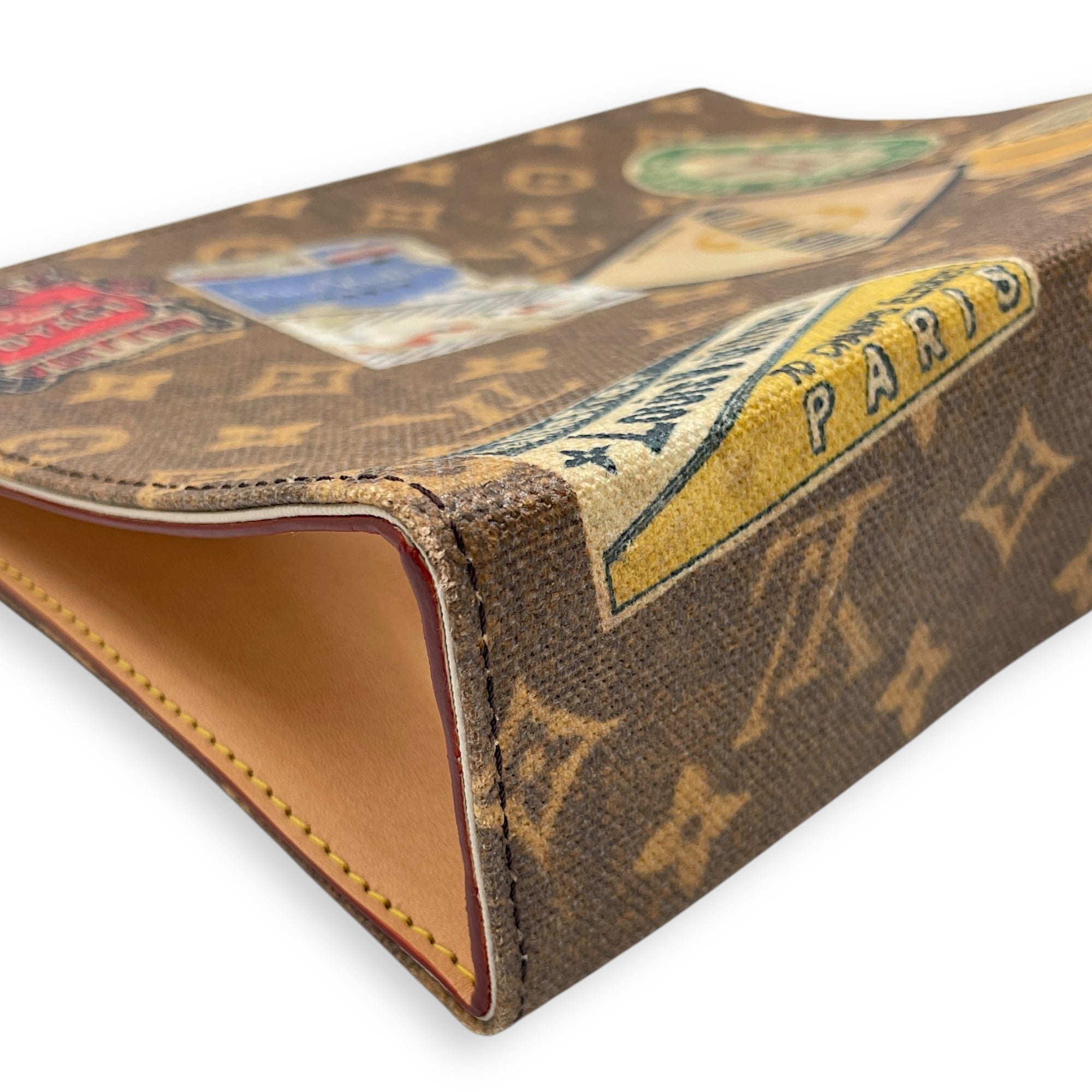 Flight Mode Toiletries Brown Pouch in Coated Canvas, Gold hardware