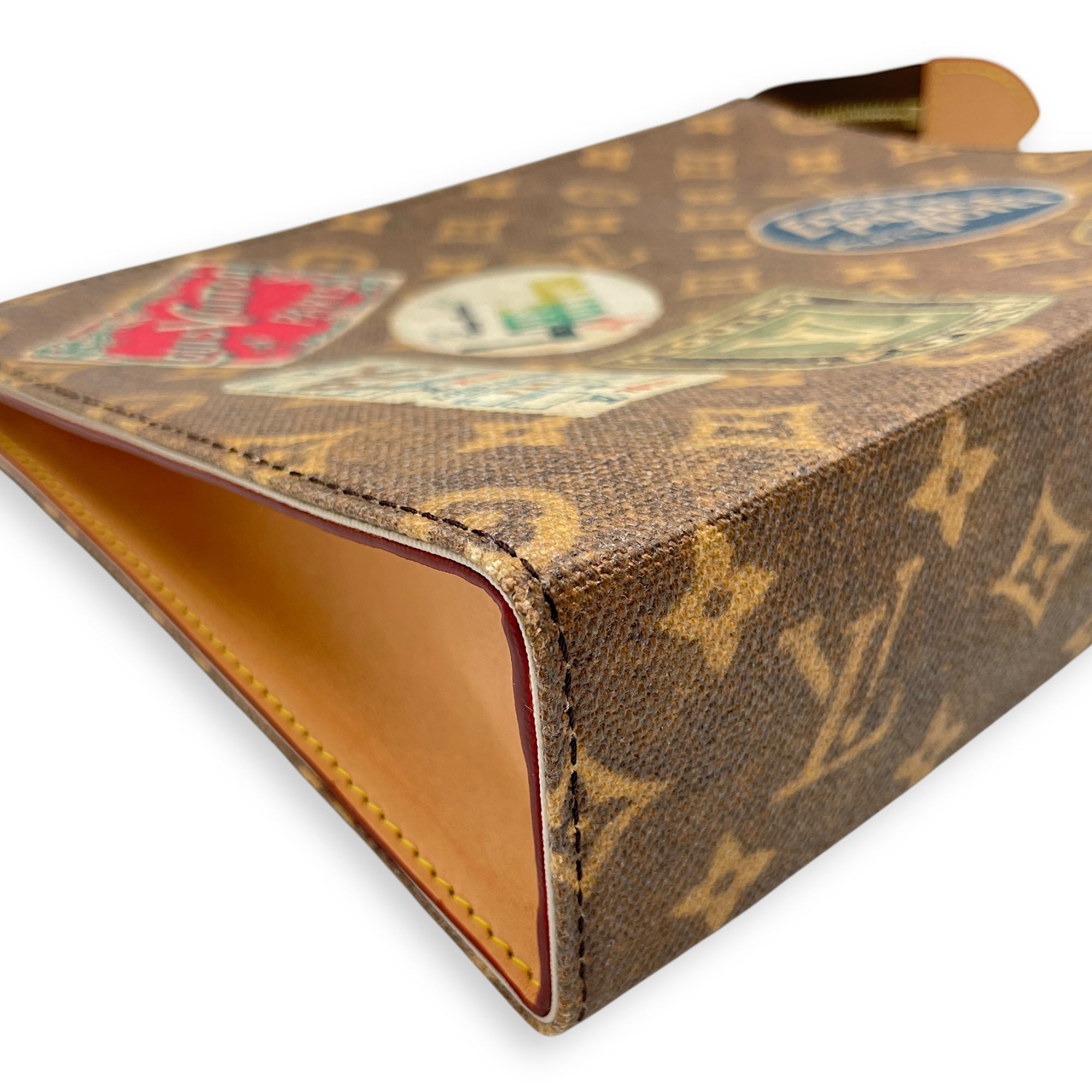 Flight Mode Toiletries Brown Pouch in Coated Canvas, Gold hardware