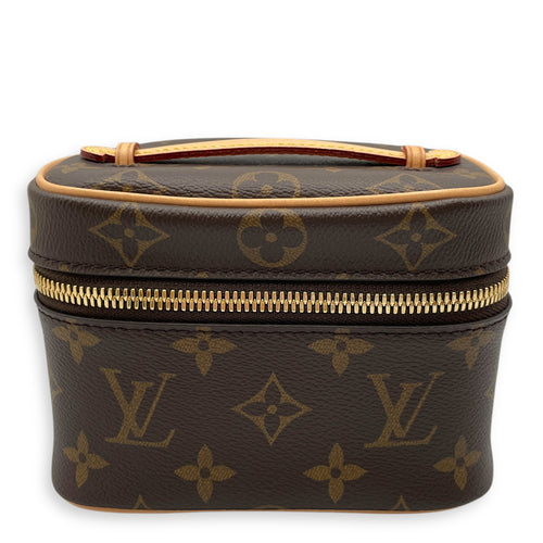 Nice Nano Brown Vanity Bag in Monogram Coated Canvas, Gold hardware