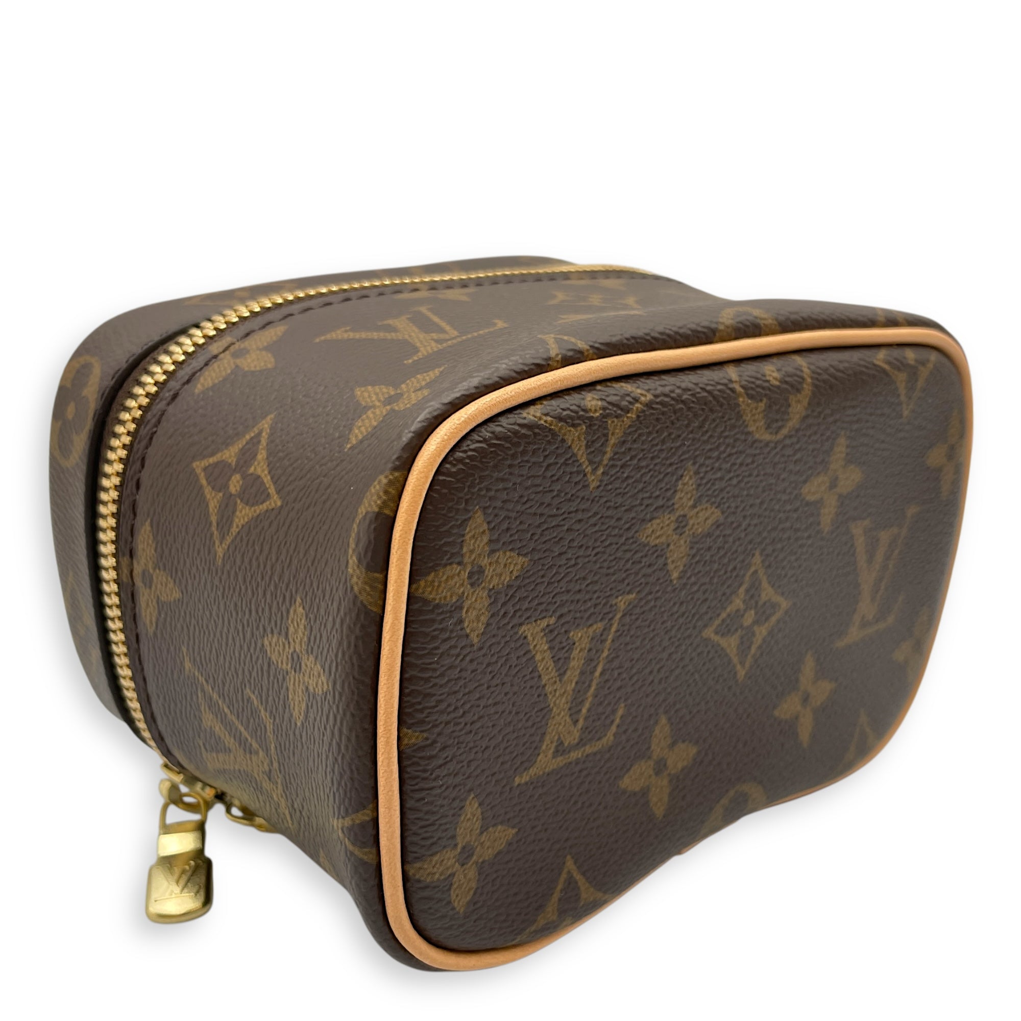 Nice Nano Brown Vanity Bag in Monogram Coated Canvas, Gold hardware