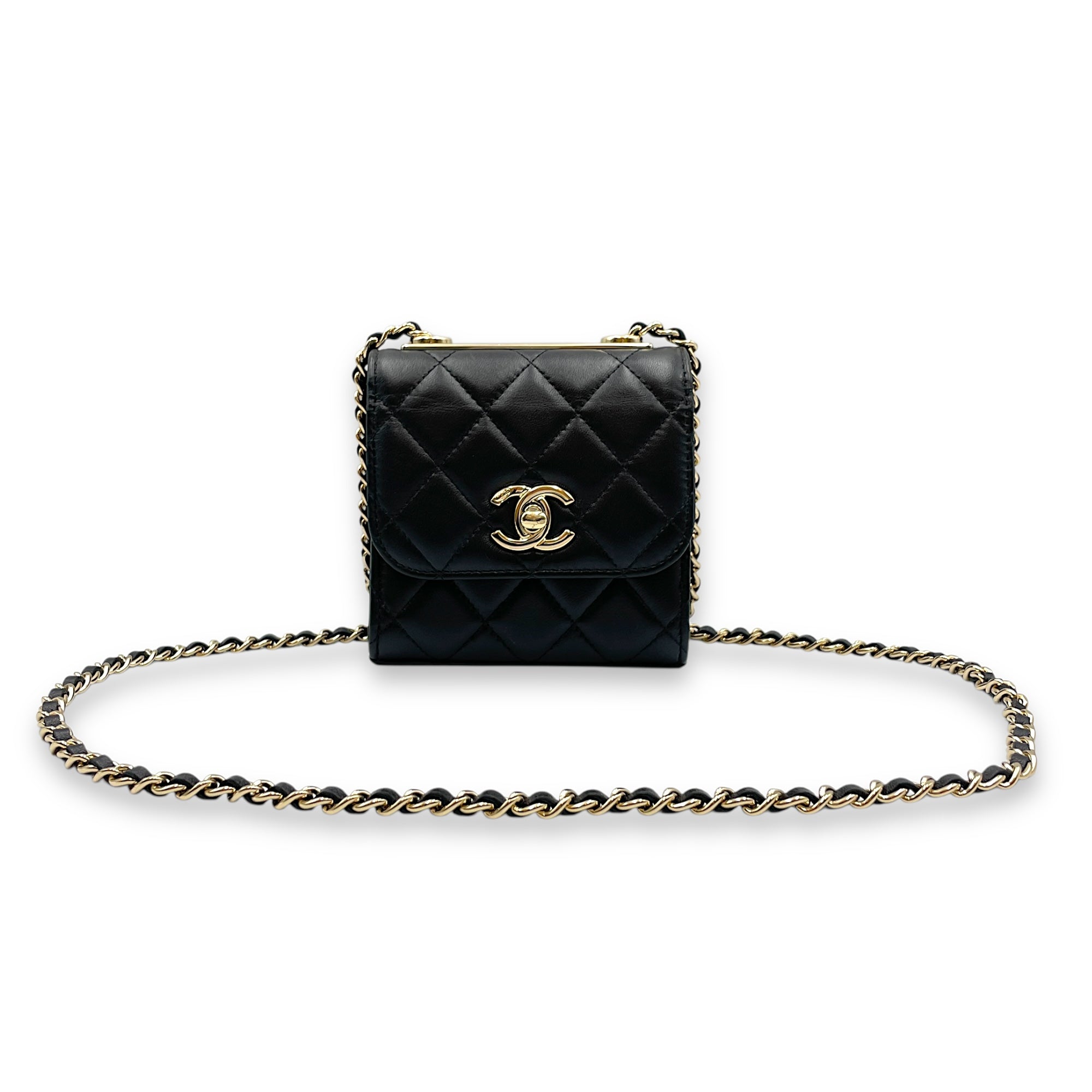 Trendy CC Flap Mini Black Crossbody Bag in Lambskin, Gold hardware