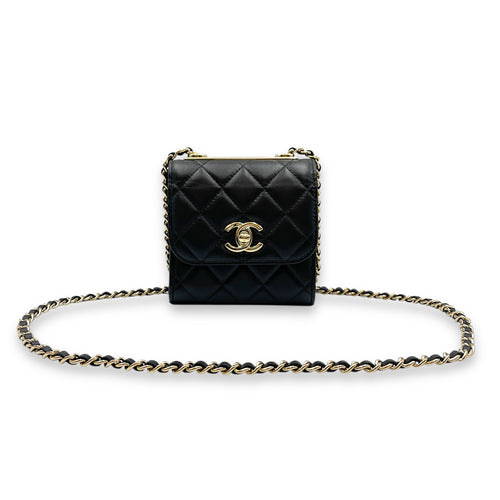 Trendy CC Flap Mini Black Crossbody Bag in Lambskin, Gold hardware