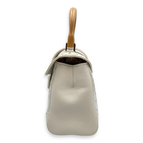 Saigon Souple Mini White Crossbody Bag in Coated Canvas, Palladium hardware