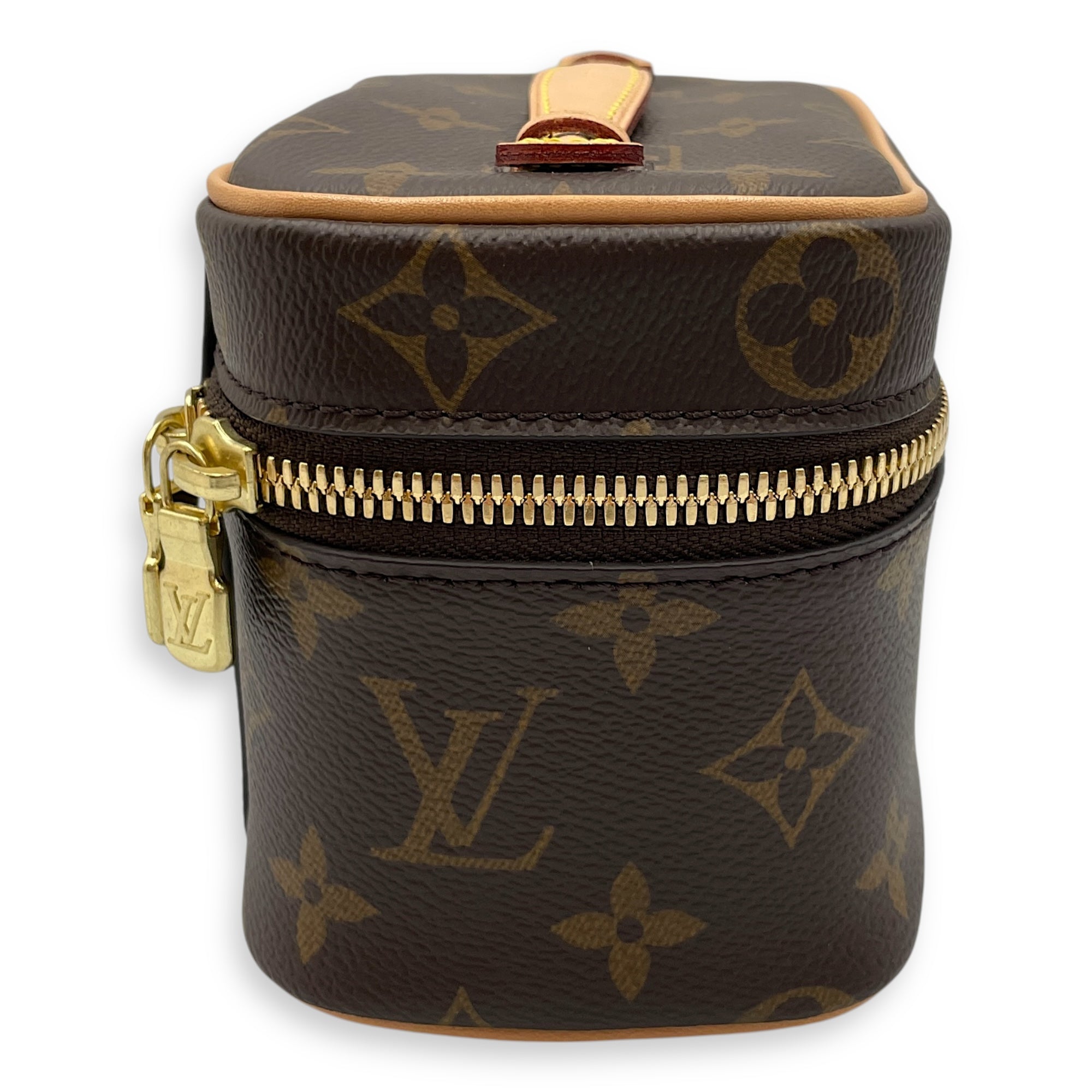 Nice Nano Brown Vanity Bag in Monogram Coated Canvas, Gold hardware