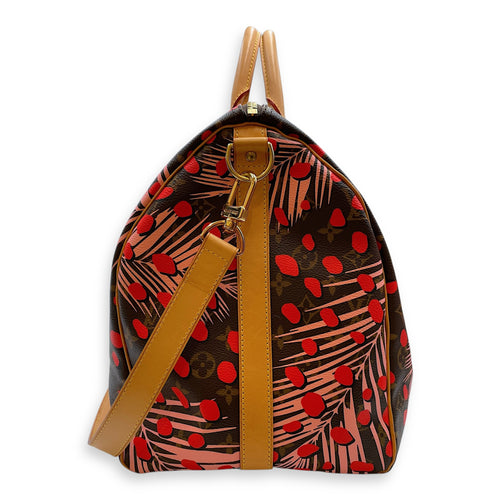 Jungle Camouflage Keepall Bandouliere 50 Multi-colour Duffle Bag in Coated Canvas, Gold hardware