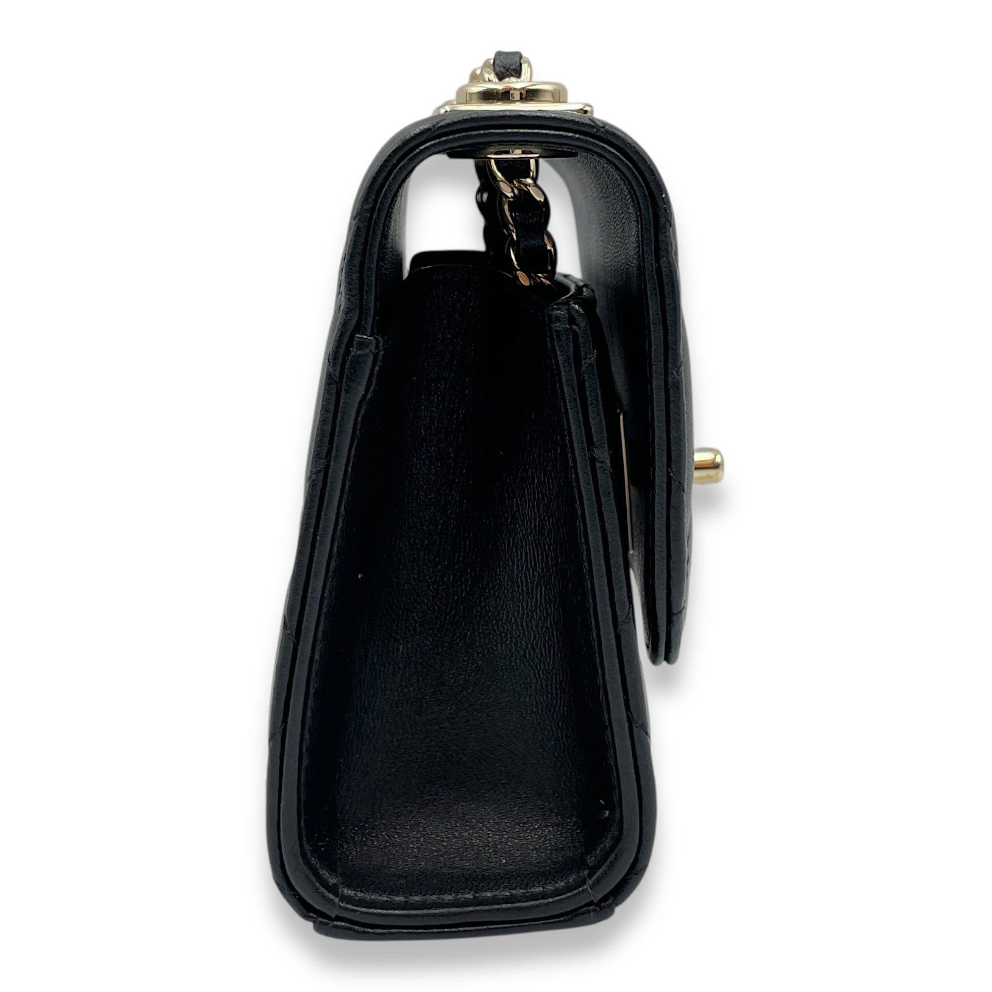 Trendy CC Flap Mini Black Crossbody Bag in Lambskin, Gold hardware