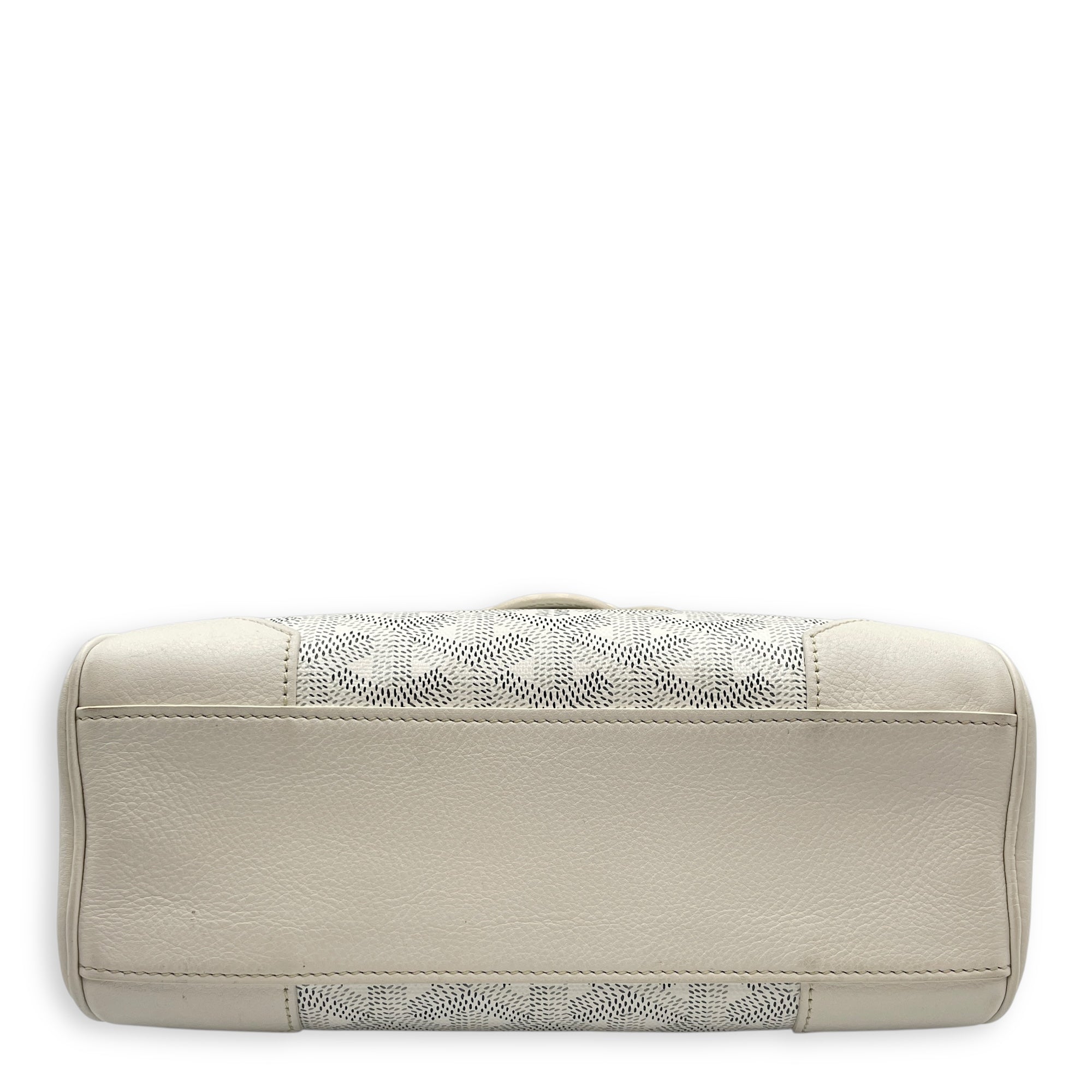 Saigon Souple Mini White Crossbody Bag in Coated Canvas, Palladium hardware