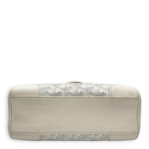 Saigon Souple Mini White Crossbody Bag in Coated Canvas, Palladium hardware