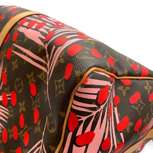 Jungle Camouflage Keepall Bandouliere 50 Multi-colour Duffle Bag in Coated Canvas, Gold hardware