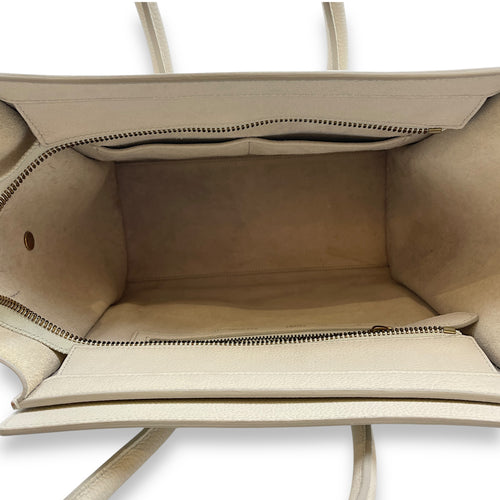 Micro Beige Luggage Bag in Calfskin, Gold hardware