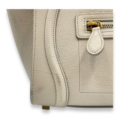 Micro Beige Luggage Bag in Calfskin, Gold hardware