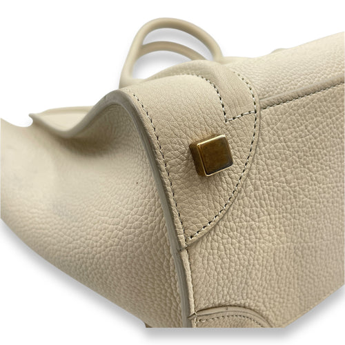 Micro Beige Luggage Bag in Calfskin, Gold hardware